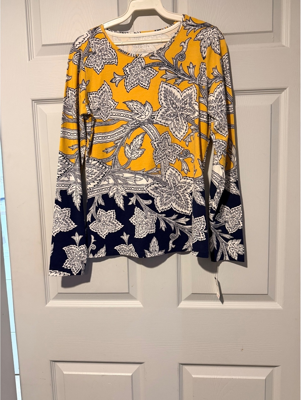 Talbots yellow floral long sleeve top